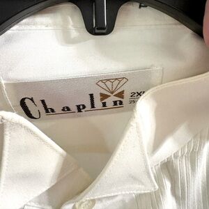 Men's White Pleated Dress Shirt - 2XL